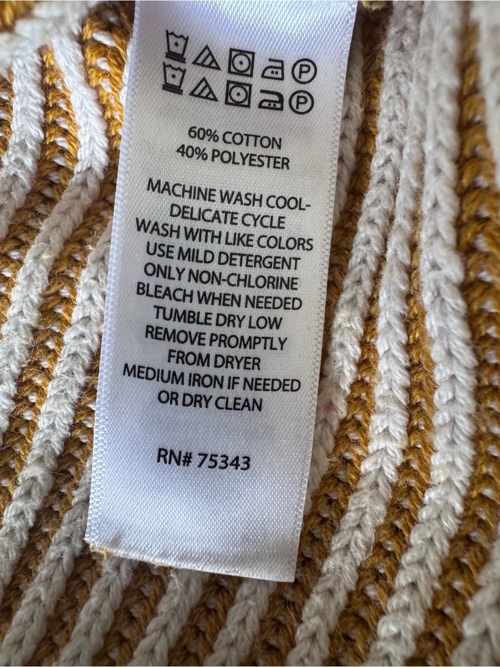 Max Studio Mustard and Cream Striped Crewneck Sweater